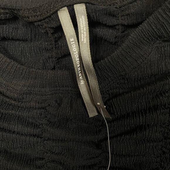 By Anthropologie Black Ruched Baby Tee Size Small NWT - Picture 6 of 8